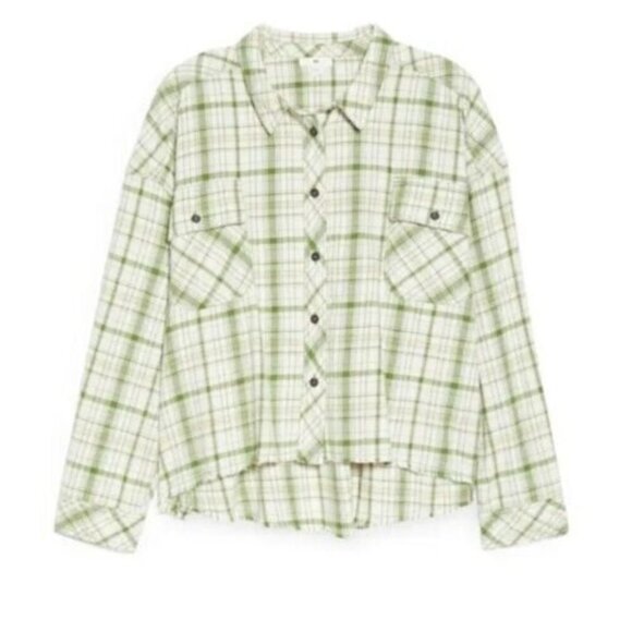 BP Long Sleeve Bnwot Plaid Top Sz Small Womens Frayed Hem - Picture 1 of 7